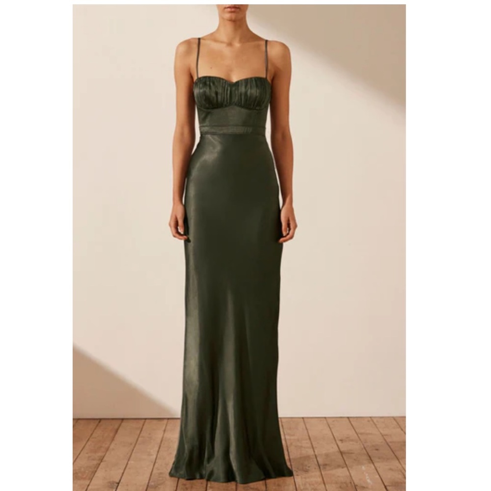 NWT - Shona Joy La Lune Corded Ruched Maxi Dress in Forest